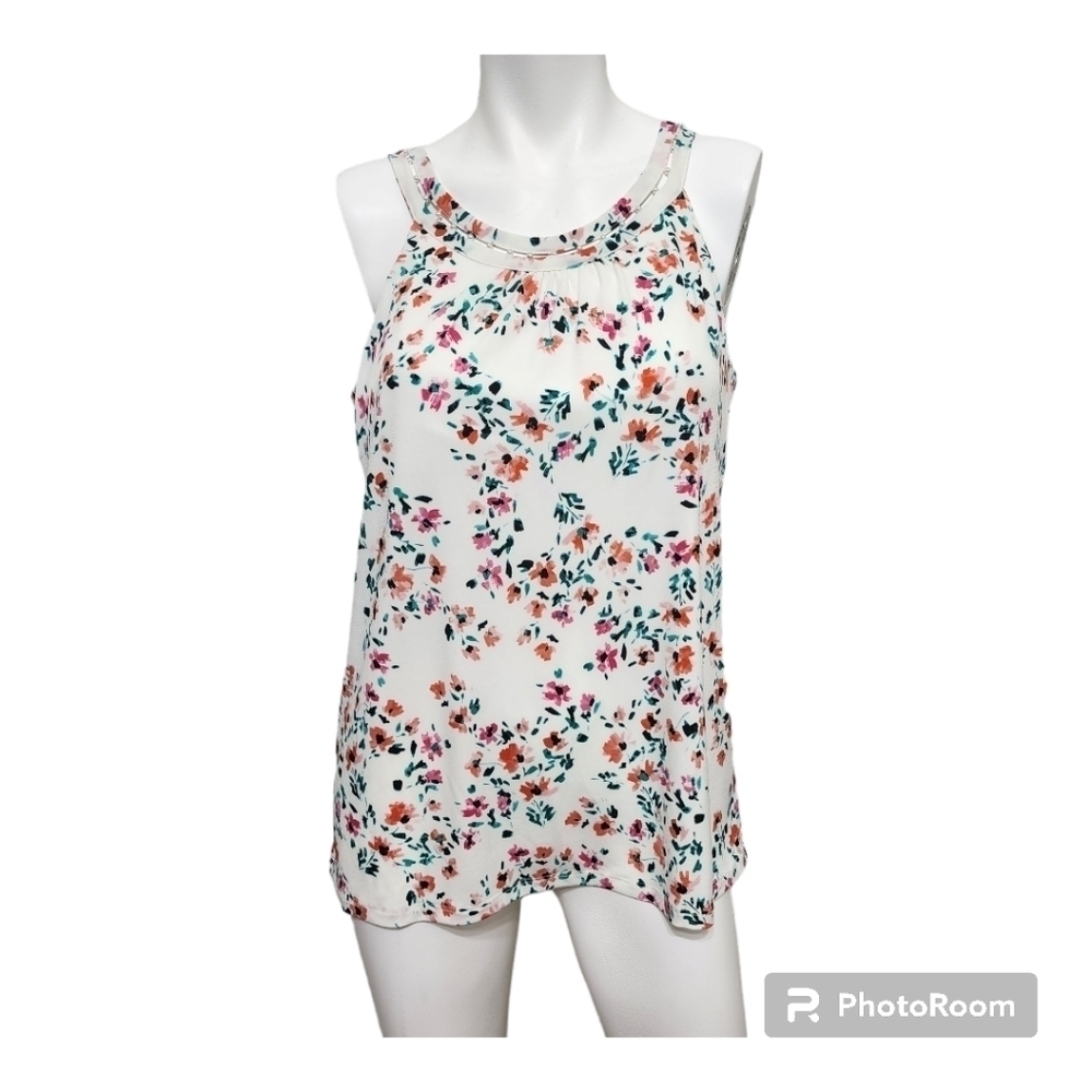 NWT Calvin Klein White Floral Tank Top Size S